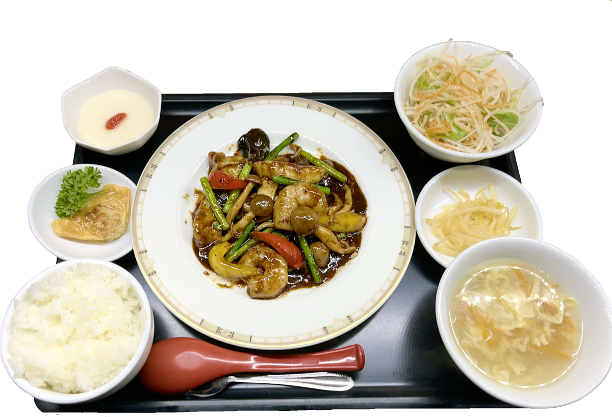 エビとイカの黒胡椒炒め
