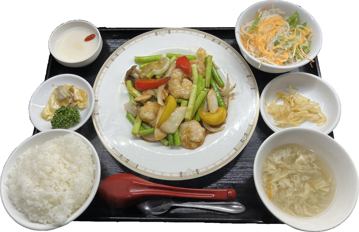エビとにんにくの芽炒め