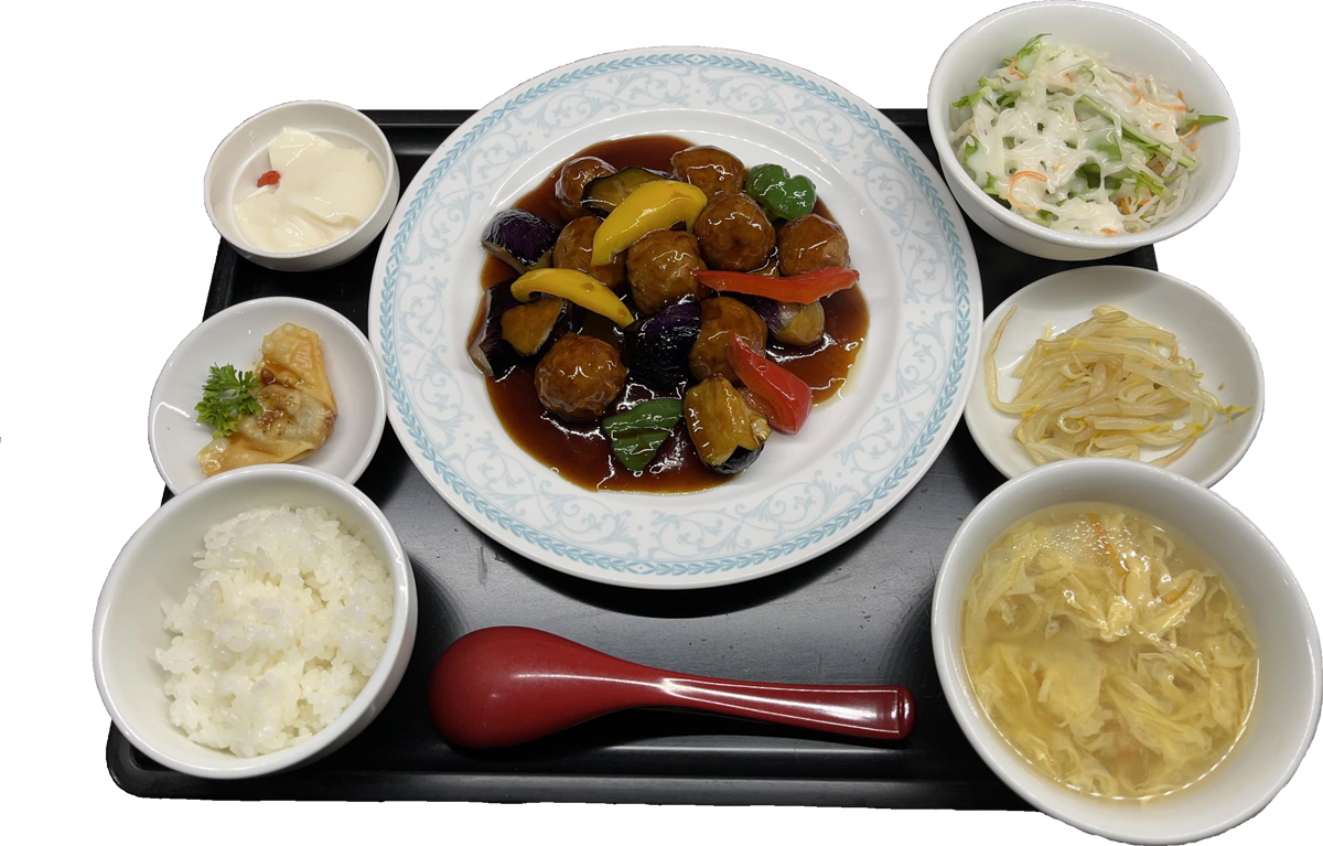 肉団子とナスの黒酢スブタ